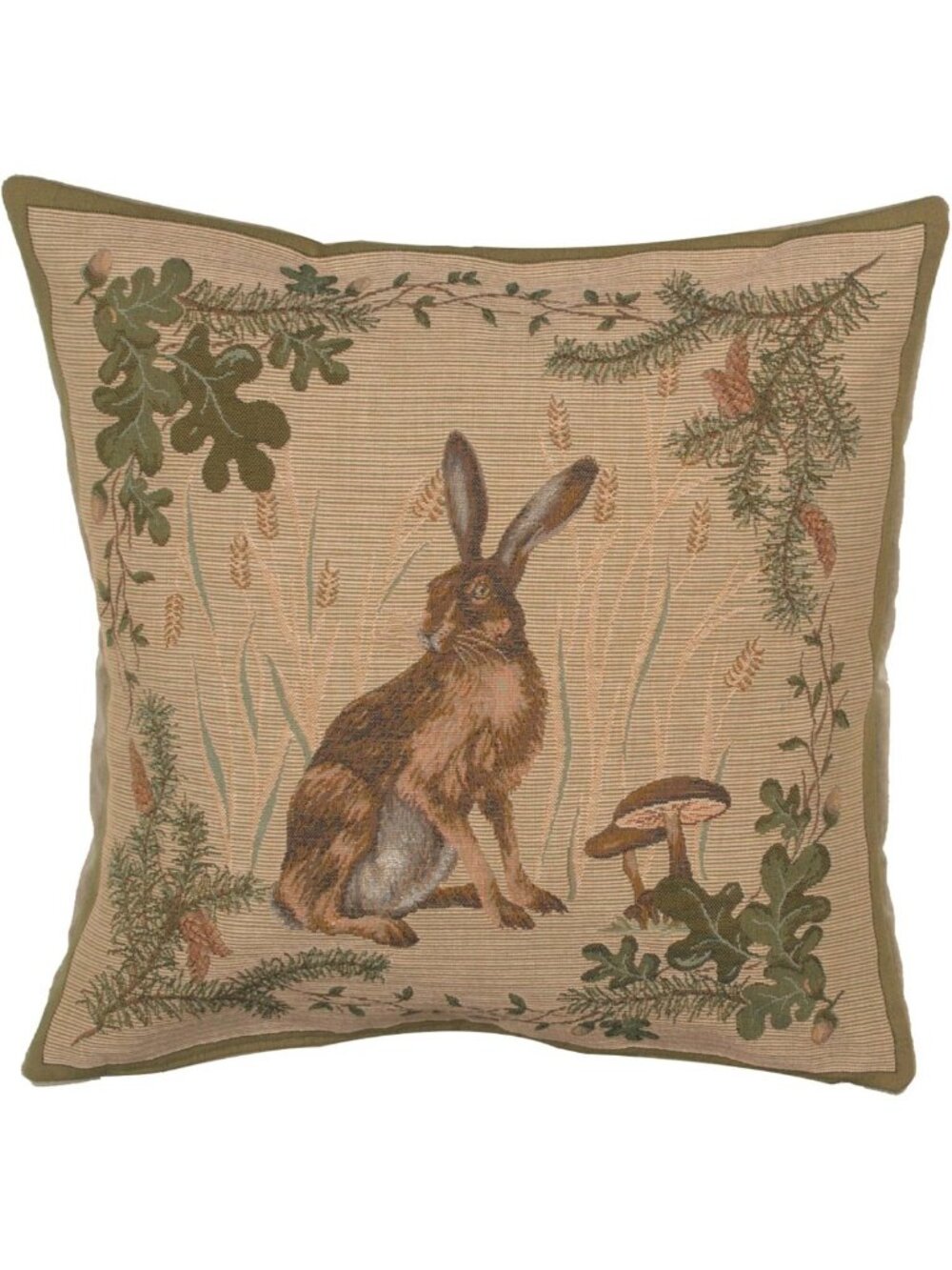 Vintage-Inspired Hare Tapestry Throw Pillow Cover 19x19 in | Boho Home Decor